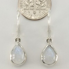 Rainbow MOONSTONE Teardrop / Pear Earrings Leverback – 925 STERLING SILVER #4e