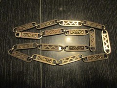 Vintage Artisan Mexican Silver Inlaid Copper Gold Modernist MCM Link Necklace!