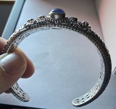 Sarda Tanzanite & Blue Topaz Sterling Silver Handcrafted Cuff Bracelet 35g