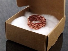 Size 8.5 Copper Twist / Red Artistic Twist Wire Turks Head Knot Ring Hand made