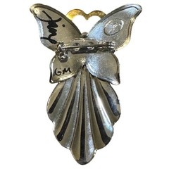 Jane AOL Angel of Love Brooch Pin Signed 1994 Two Tone Metal with Faux Pearl VTG