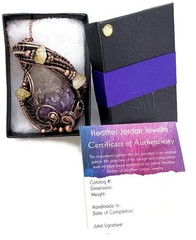Amethyst Crystal Wire Wrapped Necklace in Bronze with Citrine Nuggets