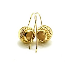 Unique Gold mirror Polished openwork 18mm Ball Hook Earrings 18K Gold Filled