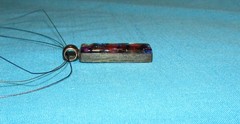 Dichroic Cosmic Stardust Glass 925 Pendant 1 3/4″ Signed R+G 16″-18″ Necklace