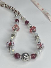 Artisan Handcrafted Art Deco Lampwork Glass Jewelry Necklace Mean Girlz #17 Pink