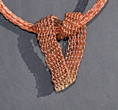Copper Wire Weave Heart Pendant Necklace on Viking Knit Copper 20 Inch Chain