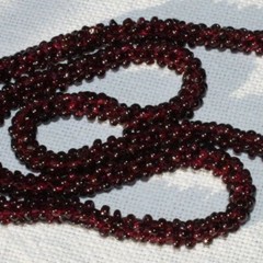 GENUINE RED RHODOLITE GARNET GEMSTONE BEAD BRAIDED 34″ NECKLACE