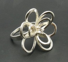 Genuine Stylish Sterling Silver Ring Flower Solid 925 With CZ Handmade Empress