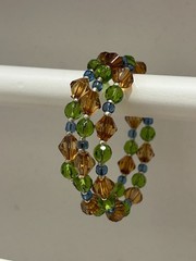 Glass Bead / Seed Bead / Wrap Bracelet 23034 – Brown / Blue / Green / Silver