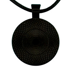 Pendant Necklace Handmade «Fountain Flow» Black Bezel 25mm Black Cord