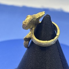 Artisan Brass Fish Ring Sculptural Nautical Ocean Statement Ring Size 8.5