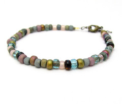 Rainbow Bracelet Seed Bead Mixed Light Color Glass Hippie Love Bead Romancecore