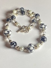 Artisan Handcrafted Art Deco Lampwork Glass Jewelry Necklace #1 Black & White