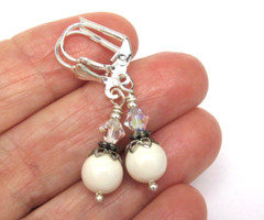 Crystal Pearl Earrings Cream White Silver Plate Mix Wedding Jewelry Birthday