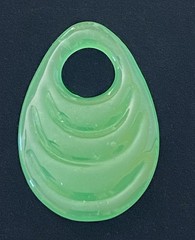 Vintage Mid Century Green Art Glass Open Loop Pendant Translucent Molded Wave