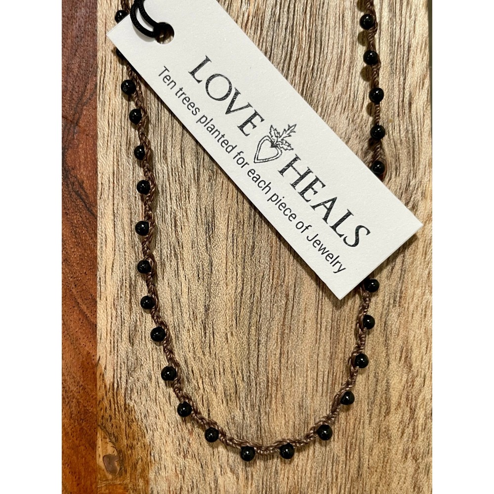 Love Heals 24″ Black Spinel Braided Strand Necklace NEW RETAIL $109 LH51