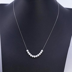 16″, vintage Sterling 925 silver box chain necklace with pearl beads pendant