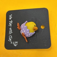 1” handcrafted miniature chick In Purple Polka Dot Egg 🥚 figurine Pin