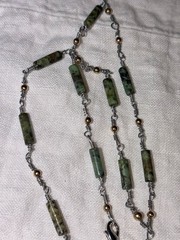 Rarities Multi Colored GREEN Jasper Beaded Necklace 20+ Inches