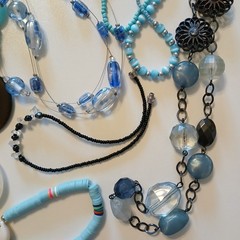 Boho Beachy Coastal Jewelry Lot 13pc Glass Wood Shell Beaded Necklaces Earrings