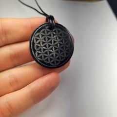 Shungite Pendant Flower of Life ( Engraved ) – Various Shapes