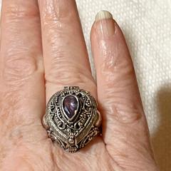 Poison Ring Amethyst Silver 925 Sz. 6.5 Vintage Large 8.28 grams