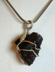 Unique Spessartite Garnet Pendant Sterling Silver 925 Hand wrapped