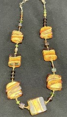 Caramel Candy Murano Glass Bead Necklace by Marco Polo 16-19” Hand Blown Exc Con