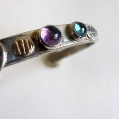 Lucinda Moran Sterling Cuff Bracelet Protect This Woman Multi Gemstone 14K 18K