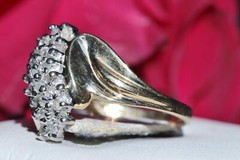 10k yellow gold ring 0.25c natural diamond sz 6.5 vintage handmade 2.65gr Gab183