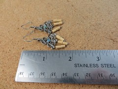 Vintage Teal Enamel & Tan Beads Silver-tone Chandelier Wire Hook Earrings #232