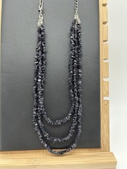 Handmade Blue Gold SandStone Necklace 18 In