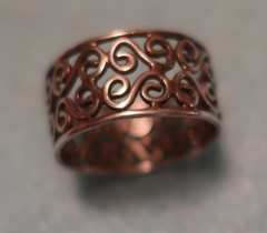 Sterling Silver Filagree Artisan Ring, Size 10 3/4; Made in USA by Peggy Johnson