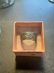 Beautiful Flower Patterned Ring Size 9 Not Fully Closed Band Stainless Steal