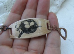 Bird Nest Egg Nature Inspired Multi Strand Flower Chain Bead Bracelet Artisan