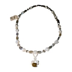 Labradorite Rainbow Moonstone Necklace Beaded Jewelry Tucson Gem Mineral Show A+
