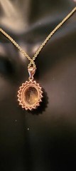 Ladies Faceted Oval Citrine Gemstone With CZ’s Accents Setting & Chain. 925 S. S
