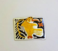 Enamel Bird Sterling Silver Rectangle 9 Grams (Missing Pin Back NOT Wearable)