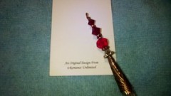 Faceted Red Glass Beads Frosted LEMURIAN Crystal Point PENDANT Wand Ornament