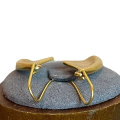 Hand Crafted 10K Gold Vermeil Modern Organic Wing Earrings 1.5″ Drop