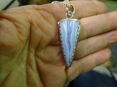 TIMELESS HANDCRAFTED AFRICAN BLUE LACE AGATE PENDANT SET IN STERLING SILVER