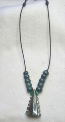 Aztec serpentine stone MACUAHUITL handmade and adjustable necklace.