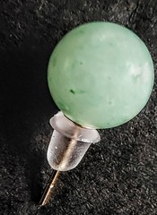 Green Aventurine Jade Style 8mm Round Sphere Ball Stud Earrings Silver Tone