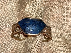 Barse Bronze Lapis Lazuli Blue Stone Cuff Bracelet