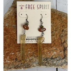 Peyote Bird Free Spirit Sterling Silver Citrine Crystal Point Drop Earrings J025