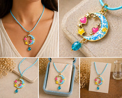 Epoxy Resin with Abalone Shell Pendant & Earring Set