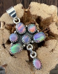 Sterling Silver Native Style SW Genuine Lab Created Balloon Opal Cloud Pendant