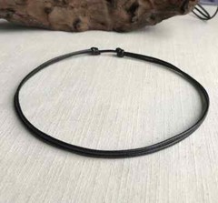 Black 2mm Water Resistant Cord Necklace Unisex Adjustable 14-28″