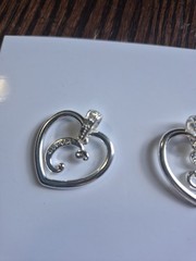 Silver Tone Heart Love Dangle/Drop Earrings, Metal, No Stone, Lobe