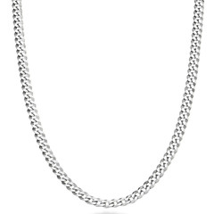 Miabella Italian Solid 925 Sterling Silver 3.5Mm Diamond Cut Cuban Link Curb